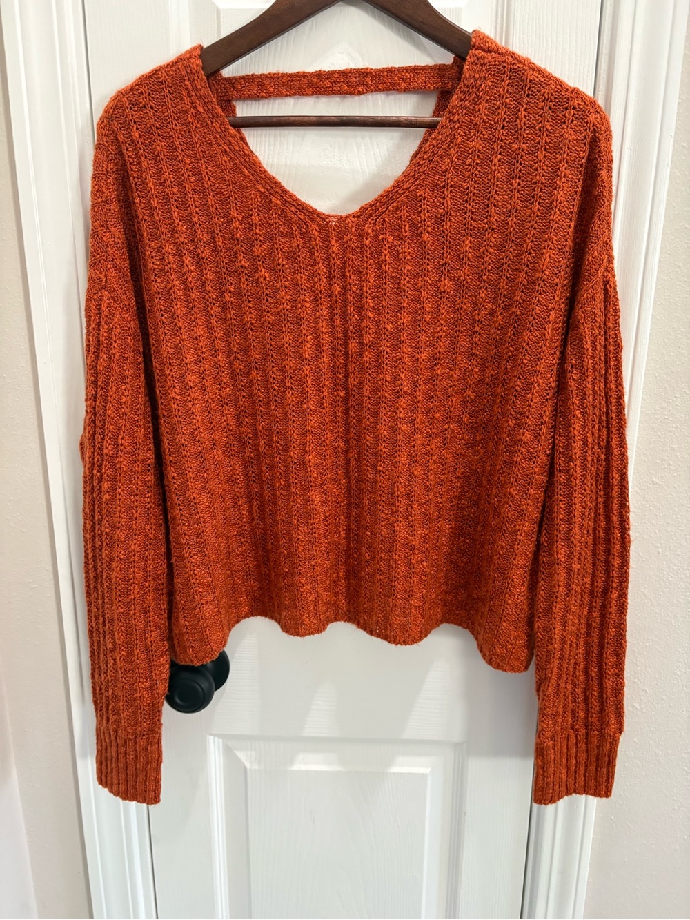 SO V-Neck Ribbed Sweater - Pumpkin Orange